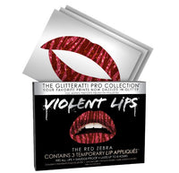 Red Zebra Glitteratti Violent Lips (3 Lippen Tattoo Sätze)