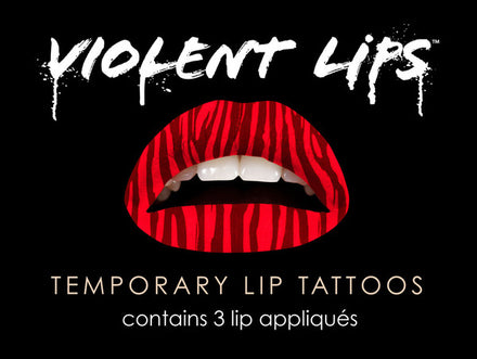 Red Zebra Violent Lips (3 Lip Tattoo Sets)