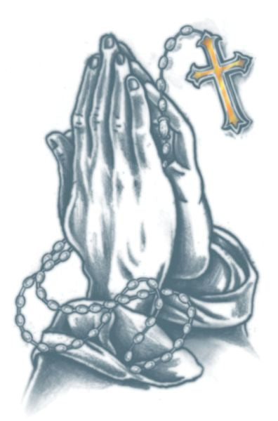 Praying Hands Cross Tattoo