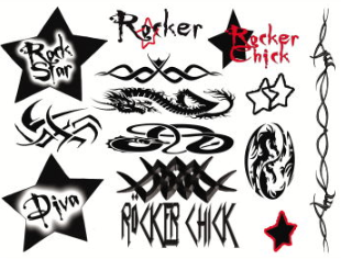Rocker Diva Tribal Tatouages (14 tatouages)