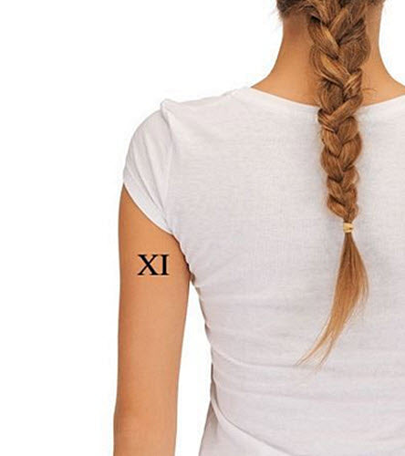 Tatuagem de Números Romanos 11 (Onze) (3 Tatuagens)