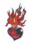 Sacred Heart & Flames Tattoo
