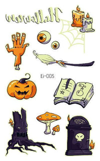 Tatouage éphémère d'Halloween : Citrouille et Arbre Effrayants qui brillent dans le noir.