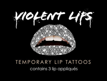 Silver Glitteratti Violent Lips (3 Lip Tattoo Sets)