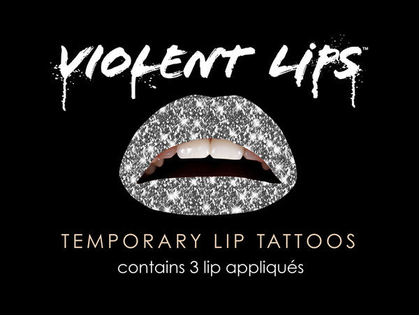 Silver Glitteratti Violent Lips (3 Lippen Tattoo Sets)