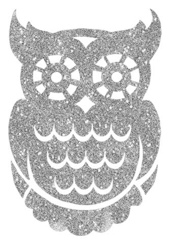 Silver Owl Glitter Tattoo