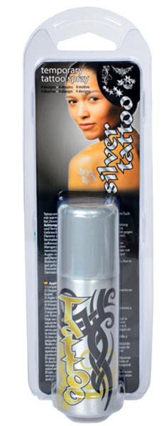 Silver Temporary Tattoo Spray + 3 Stencils