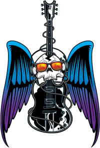 Guitar Rocker Skull Tattoos Single Needle (guitar String) Motor From