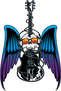 Guitar Rocker Skull Tattoo