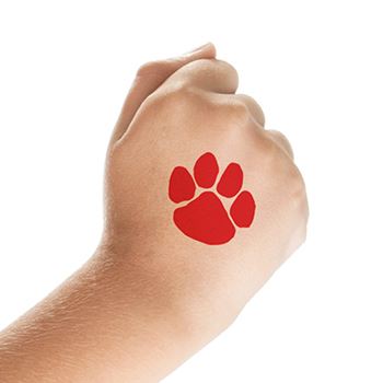 Small Red Paw Tattoo