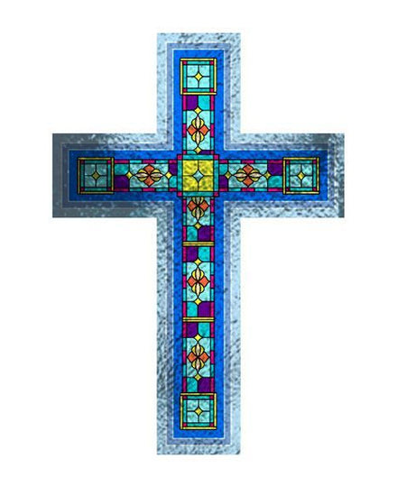 Stained Glass Cross Prismfoil Tattoo