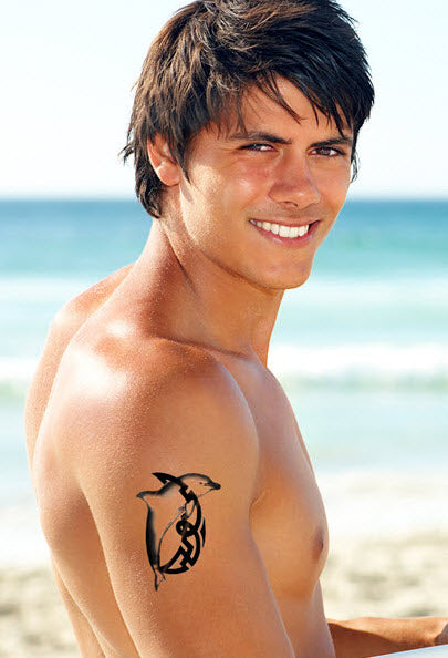 Attractive Male Surfer Tattoos On Ocean Stock Photo 1371591560   Shutterstock