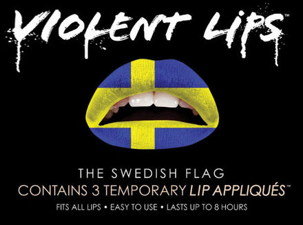 Swedish Flag Violent Lips (3sets Tattoos Lèvres)