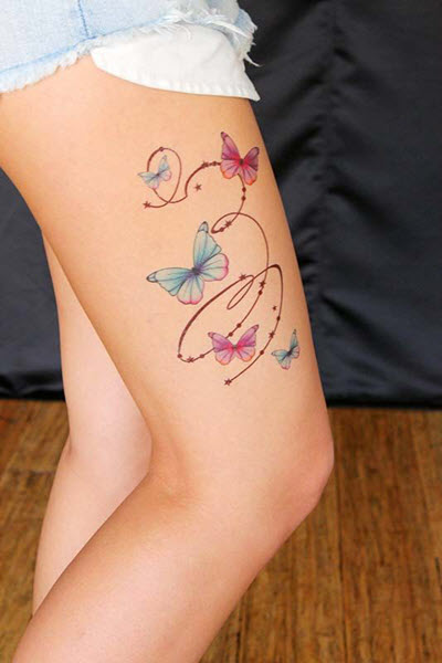 Tatuaggio Moda Con Farfalle Svolazzanti