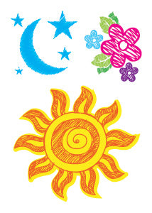 Soleil Fleurs Lune Tattoos