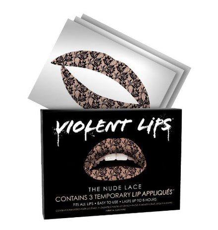 The Nude Lace Violent Lips (Conjunto de 3 Tatuagens Labiais)