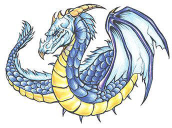 Tatuaggio Di Drago Tradizionale Blu