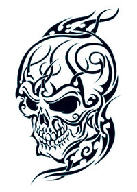 Tribal Flames Skull Tattoo