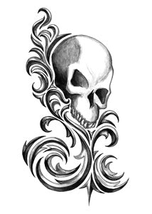 Iron Tribal Skull Tattoo