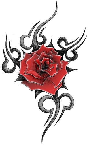 Explosion Rose Tribale Tattoo
