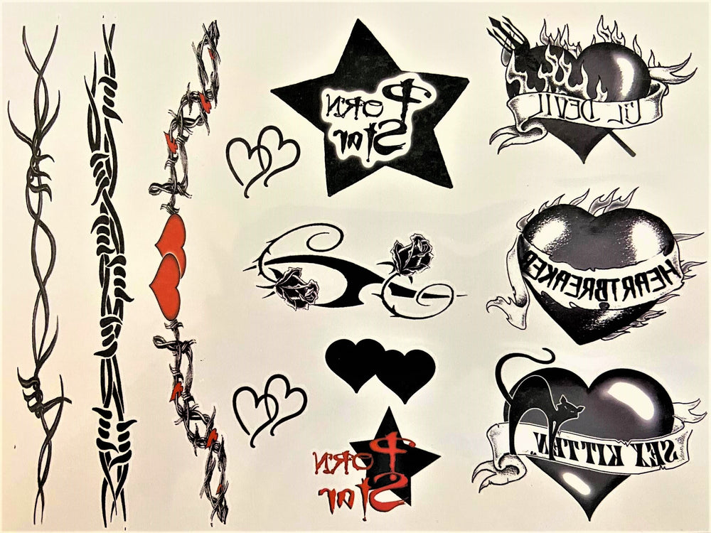 Tatouages Tribal et Coeurs (10 tatouages)