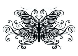 Papillon Fantaisie Tribal Noir Tattoo