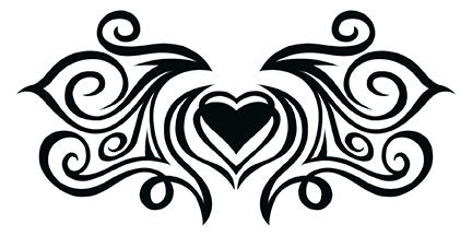 Tribal Design Heart Tattoo