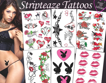 Striptease Tattoos Pakket (meer dan 50 tattoos)