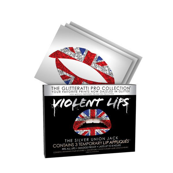 Union Jack Glitteratti Violent Lips (3 Lip Tattoo Sets)