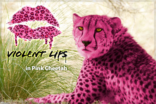 Pink Cheetah Violent Lips (3 Lip Tattoo Sets)