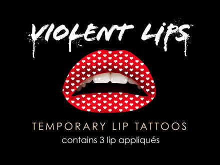 Violent Lips Red Hearts (3 Set Tatuaggi Labbra)