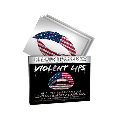 American Flag Glitteratti Violent Lips (3 Sets Tattoos Lèvres)