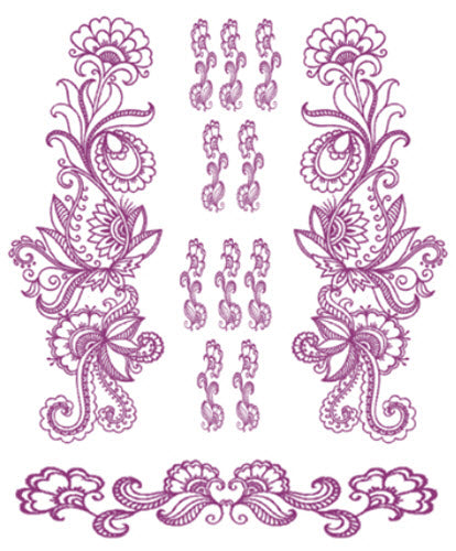 Violet Henna Elegant Flowers Tattoos (13 Tattoos)