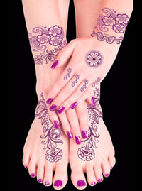 Violet Henna Bloemen Tattoos (13 Tattoos)