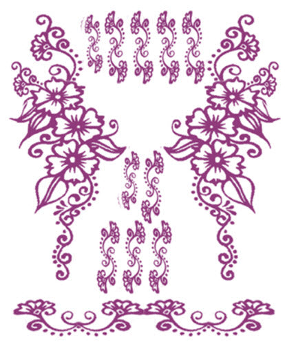 Violet Henna Flowers Tattoos (13 Tattoos)