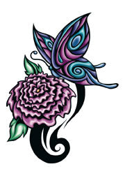Blume Schmetterling Tattoo