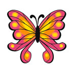 Pink Orange Butterfly Tattoo