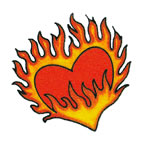 Small Heart On Fire Tattoo
