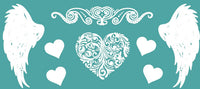 White Lace Hearts & Wings Tattoo