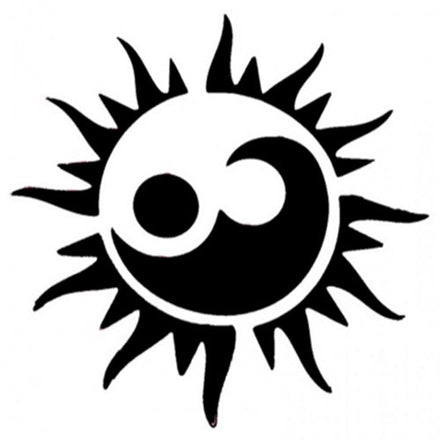 Estampa Sol Yin-Yang com Spray de Tatuagem