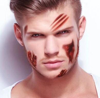 Zombie Kostäm Gesicht Tattoo